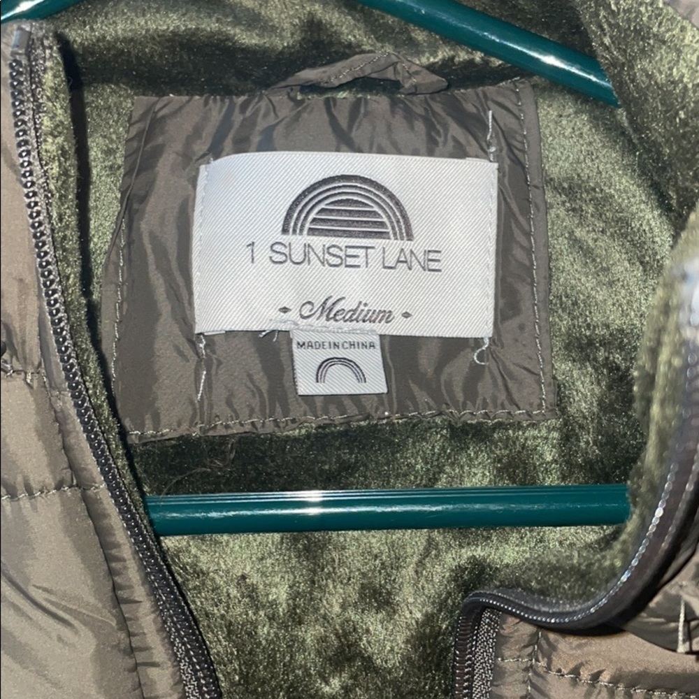 Medium Green vest with attachable and detachable hood